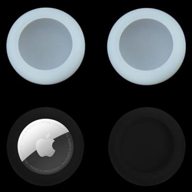 Imagem de echinff Capa de silicone com adesivo, pacote com 4 capas protetoras para Apple Air Tags, suporte adesivo para colar na TV, fones de ouvido remoto, bagagem, laptop, câmera