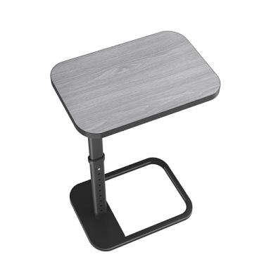 Imagem de Kitstorack Bandeja de TV, altura ajustável e cantos de metal arredondados, mesa de lanche para sofá, cama, cadeira, sala de estar, mesa lateral em forma de C para comer, jantar ou laptop, espaços