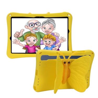 Imagem de Tading Capa infantil para Samsung Galaxy Tab A9 Plus 27.9 cm 2023 (SM-X216B), linda borboleta à prova de crianças, espuma vinílica acetinada, suporte protetor para tablet Galaxy A9+ Plus - amarela
