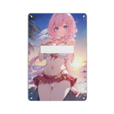 Imagem de Anime Sexy Bikini Hot Girl Pinup Girl Metal Tin Sign Wall Art Poster Decor for Home Bar Club Bedroom Bathroom Man Cave Otaku 20 x 30 cm, AN023