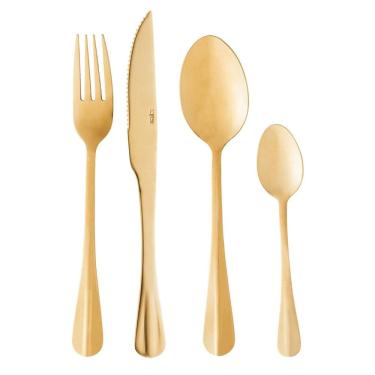 Imagem de Faqueiro Positano Dourado Lyor com 24 Peças