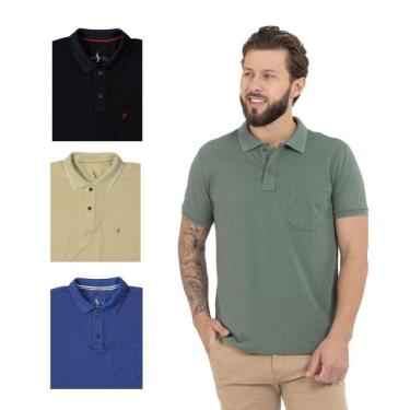 Imagem de Kit 4 Camisa Polo Masculina Pique Premium com Bolso Casual