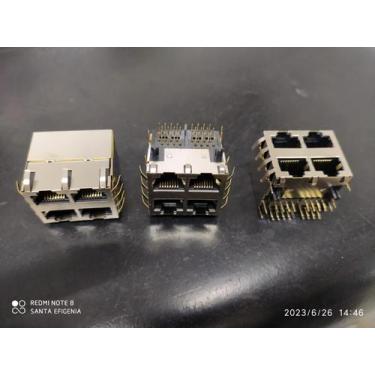 Imagem de 2x Conector Rj45 Quadruplo Blindado Femea 90 Wurth