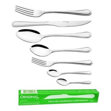 Imagem de Jogo Garfo Faca Colher Inox 84 Peças Restaurante Bufffet - Original Li