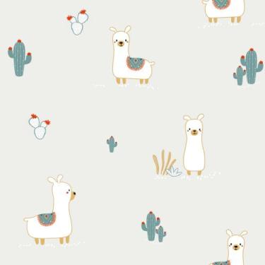 Imagem de Papel de Parede Infantil lhama e cactos Fofura Baby FF4027. - Edantex