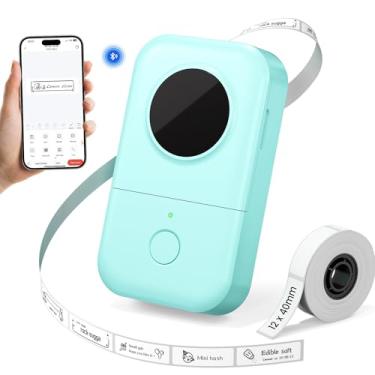 Imagem de Phomemo Máquina de etiquetar D30 com fita, mini impressora térmica de etiquetas Bluetooth para armazenamento, código de barras, correspondência, material de escritório, casa, armazenamento organizador, pequeno fabricante de adesivos portátil, verde