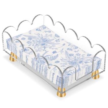 Imagem de Hiitytin Suporte de guardanapo de acrílico transparente para convidados bandeja para banheiro cozinha hotel suporte de toalha de mão de papel descartável para festa de casamento, retangular