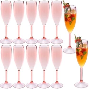 Imagem de 12 peças, taças de champanhe, taças de champanhe de plástico de 153 g, taças de vinho, taças de plástico para festas, copos de bar de mimosa, copos de bebida com haste para celebração de casamento