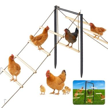 Imagem de Briwooody Poleiro de madeira de 43 x 50 cm com estacas giratórias de metal à prova de ferrugem poleiro de galinha resistente para galinheiros, aves de quintal, patos, galinhas, fácil de montar, design