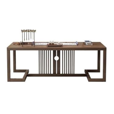 Imagem de Mesa para sentar e levantar Mesa de madeira estilo chinês, mesa estudo para escritório em casa com perna tela, estrutura resistente(S)