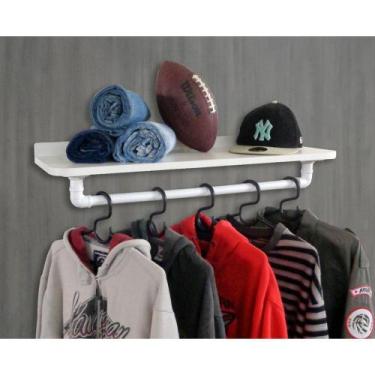 Imagem de Cabideiro De Parede Suporte Roupas E Acessórios Branco Laca - FORMALIV
