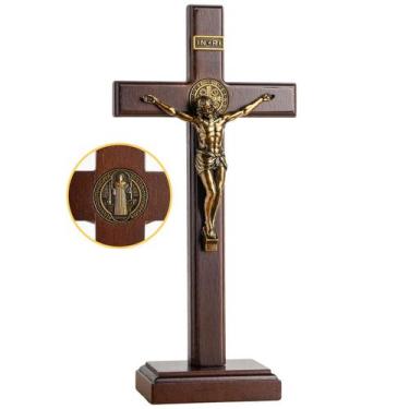 Imagem de Cruz de crucifixo KUXBET, madeira, Jesus Cristo, 25 cm, decoração de c