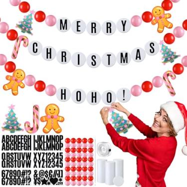 Imagem de Soulchen Faixa gigante de Natal DIY Kits de guirlanda de amizade decorações de festa de Natal ornamentos personalizáveis com bolas cartas cartões para férias inverno casa parede árvore decoração