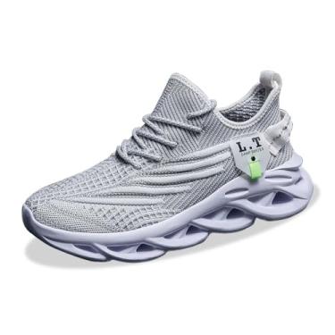 Imagem de EGMPDA Tênis masculino de corrida, tênis de caminhada, leve, respirável, para academia, trabalho, casual, sola macia, antiderrapante, calçados atléticos, Branco, 44