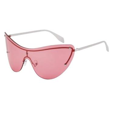 Imagem de Óculos de sol sem aro estilo olho de gato, feminino, esportivo, para áreas externas, masculino, UV400 (vermelho)