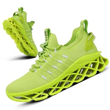 Imagem de Hello MrLin Tênis feminino leve para caminhada, respirável, moderno, casual, sem cadarço, tênis de corrida antiderrapante, Verde, 36