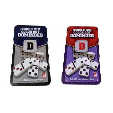 Imagem de Dominó Com Caixa Metálica 28 Peças Pedra D Osso Profissional - Coisari