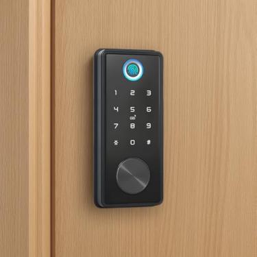 Imagem de Tranca Eletrônica sem Maçaneta com Wifi Tuya Aplicativo Celular Biométrica Digital Senhas Cartão TAG Preta e Prata (Preta)