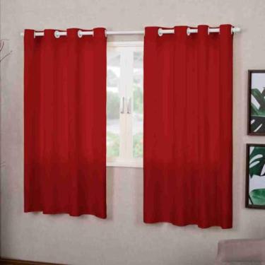 Imagem de Cortina Roma Decorativa, 2,00m x 1,40m, 2 Folhas, Poliéster, para Sala, Quarto, Escritório e Cozinha (VERMELHO)