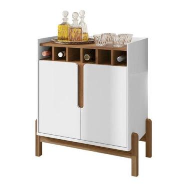 Imagem de Aparador Bar Lizz Adega para 6 Garrafas Pé de Madeira Maciça - CASA D,