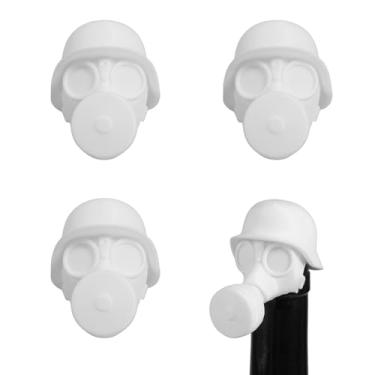 Imagem de ZFLYCANP 4 peças de rolha de garrafa de cerveja, rolhas de garrafa de vinho reutilizáveis, capacete de cerveja criativo vintage capa de design militar de máscara de gás para garrafa de refrigerante ou