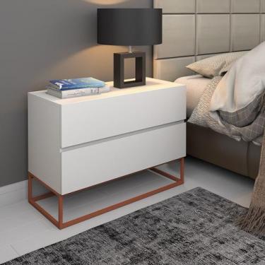 Imagem de Kit 2 Mesas De Cabeceira Para Quarto Cama de Casal Eros 60 Estilo Indu