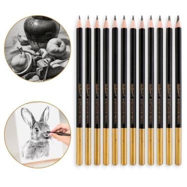 Imagem de Kit 12 Lápis Desenho Técnico Realista Grafite Graduado Profissional Co