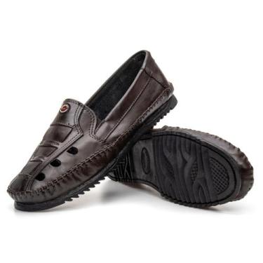 Imagem de Kit Sapatilha Masculina Mocassim Casual Couro Conforto Respirável Café