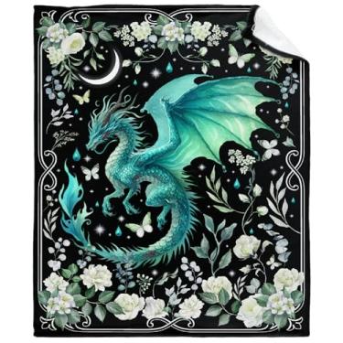 Imagem de Cobertor de dragão, presentes de dragão para meninos meninas adultos, manta de dragão, colcha de flanela leve e aconchegante para quarto, sofá, decoração de sala de estar, 152 cm x 203 cm para adultos