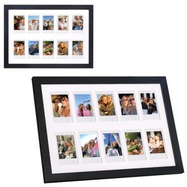 Imagem de WOGOZAN Mini porta-fotos para câmera instantânea Fuji Polaroid Instax Mini 12/11/41/99/EVO, moldura de madeira sólida comporta 5 x 8 cm, 10 fotos para exibição de parede e mesa (apenas uma) (preto