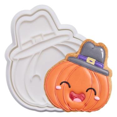 Imagem de Flycalf Chapéu de abóbora para outono de Ação de Graças com carimbos de êmbolo, acessórios de panificação PLA, moldes de corte, presentes para crianças, decoração de festa, 9 cm, utensílios para bolos
