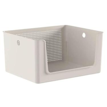 Imagem de Ou Cesto Organizador Multiuso com abertura frontal 16L Bege Linha Flow