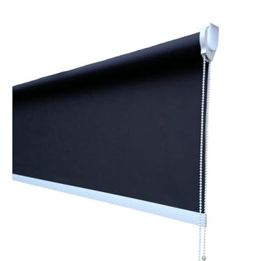Imagem de Cortina Persiana Rolo Blackout 100% (Cor Preto Liso Acabamento Branco ou Preto 1,40L x 1,40A SEM BANDÔ) Pronta para Instalação Ideal para Salas e Quartos