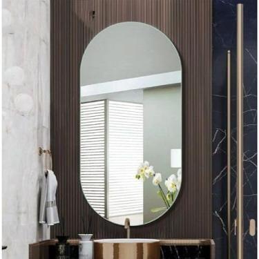 Imagem de Kit de Espelhos Decorativos - 3 Peças (Oval, Redondo e Orgânico), Vidro Lapidado para Banheiro, Sala ou Quarto(Sem Led,Oval 80x50 cm)