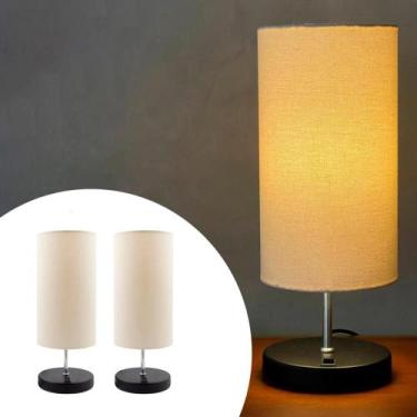 Imagem de Kit 2 Abajur De Mesa Clássico Redondo Com Interruptor Com Cúpula Para 