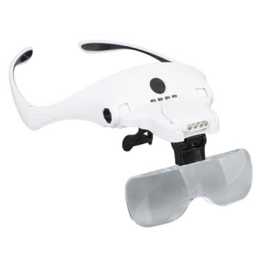 Imagem de ZAWELIYO Lupa de cabeça recarregável, luzes de mão com 4 luzes LED ângulo e distância ajustáveis caixa de armazenamento resistente