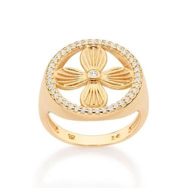 Imagem de Anel boho com flor banhado a ouro - Rommanel, 20, Dourado