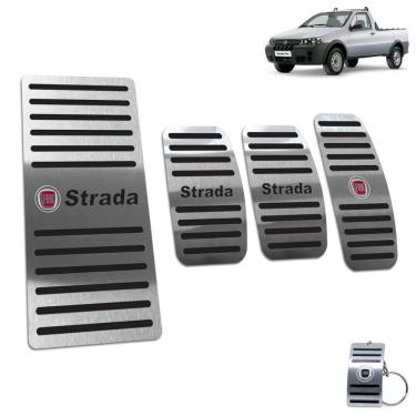 Imagem de Descanso de Pé Pedaleira Fiat Strada 2000 A 2008 Inox Preto