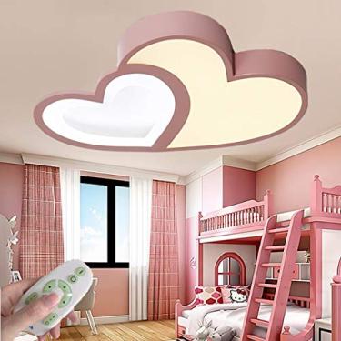 Imagem de Luzes de teto LED Lâmpada de quarto Regulável com controle remoto Lâmpada de teto em forma de coração Lustre Iluminação acrílica moderna Luminária ultrafina para bebês para quarto de criança