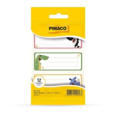 Imagem de Etiqueta Escolar, Pimaco, Baby Bichos, 80 mm x 30 mm, 4 Folhas, Cartela com 3