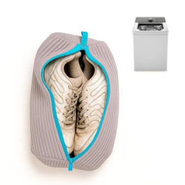 Imagem de Saco de Lavar Tenis, Bolsa para Lavar Tenis na Máquina, Bolsa para Tênis com Zíper em Microfibra, Protege os Calçados Durante a Lavagem, Compatível com Todas as Máquinas (Cinza)