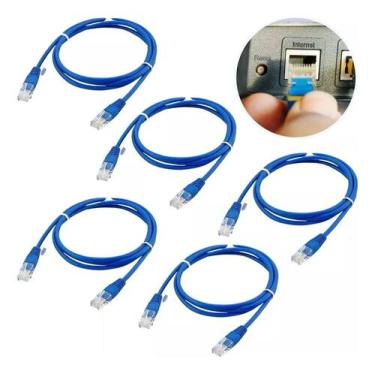 Imagem de Cabo patch cord cat5 e azul 1,0mt - kit 5 pçs - TEBERA  SB
