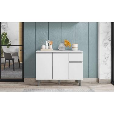 Imagem de Armário Organizador Cozinha Vanessa Branco C/Tampo 3 Portas 1 Gaveta - AJL Móveis