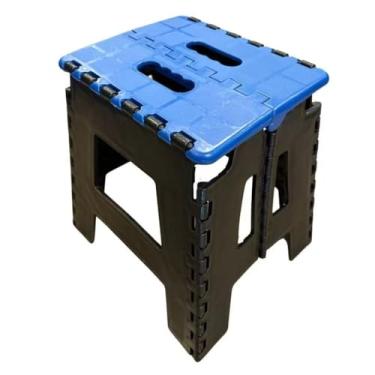 Imagem de Cadeira De Plástico Baixa Portátil Com Banqueta Dobrável Peq Para Repouso Breve No Escritório E Relaxamento Com Familiares Na Sala Banqueta Dobravel Suporta Uso Frequente E É Portáti(azul)