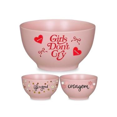 Imagem de 1 Bowl/Tigela Cerâmica Decorado Rosa Floral Com Frase P/Sopas Caldos Cereais Não Desbota Mesa Posta (Girls Don t Cry)