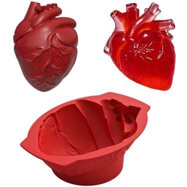 Imagem de Molde de silicone de coração – Molde de geleia de coração realista 3D com base de suporte para bolos, chocolate quebrável, geleia, pudim, moldes de gelatina