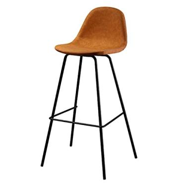 Imagem de UISLA Banqueta de bar de móveis de couro PU ferro café da manhã alto pub bancos/balcão - pernas de metal preto, 65/75 cm/# 3/Altura do assento: 65 cm