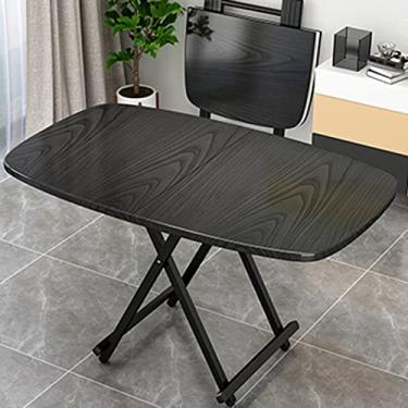 Imagem de Mesa de jantar dobrável móvel, mesa multifuncional retrátil, economiza espaço, mesa de computador leve e durável, para cozinha, quarto, escritório (preto)