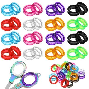 Imagem de Mabor 24 peças de anéis de dedo de tesouras de silicone, inserções de anel de dedo de cisalhamento, anel de proteção para acessórios de tesouras de cuidados de animais de estimação, alças de barbeiro