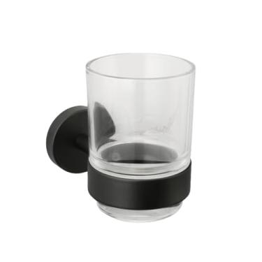 Imagem de Acessórios de banheiro de aço inoxidável toalheiro preto fosco suporte de papel higiênico barra de toalha conjunto de ferragens de vaso sanitário, com capa (suporte para copos)